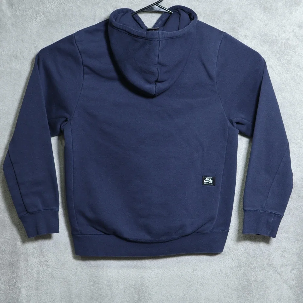Nike SB Hoodie Mens Medium Navy Blue Orange Skater Casual Athletic AJ9733-451